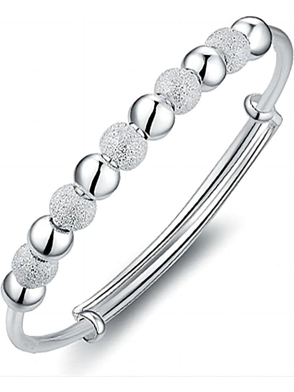 Elegant Adjustable S925 Sterling Silver Bangle Bracelet for Women, 6.4-7.8